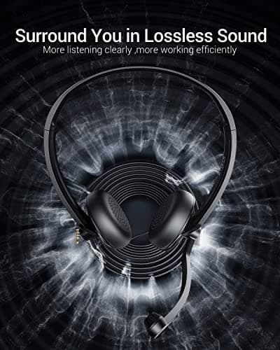 FEABASK USB Headset with Microphone for PC Laptop - Wired Computer Headphones with Noise Cancelling Microphone for Home Office Online Class Skype Zoom Meetings,in Line Mute Controls — view 3