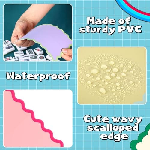 Soulchen 4 Pcs 2026 Mahjong Shuffler Cards Thick PVC Tile Mixers with Wavy Scalloped Edges Fun Game Accessories for Mixing Tiles Funny Mahjong Gifts for Lovers Playing Game(Colorful Rimmed) — view 4
