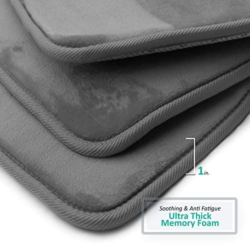 Clara Clark Bath Mat Set – Memory Foam Bath Mat - Soft Bathroom Rug - Non Slip and Super Absorbent - Fast Drying Machine Washable Bath Mat Set of 2 20 x 32, 17 x 24, Grey — view 5