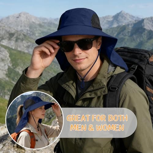 Sun Hat for Men Women with Neck Flap,UPF 50+ UV Protective Hiking Fishing Hats,Wide Brim Sun Hat for Women&Men …