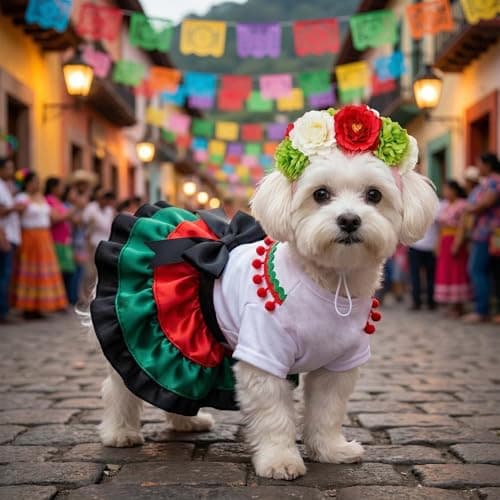 MuYaoPet Dog Mexican Dress with Flower Headband Pet Halloween Costume,XXL — view 2