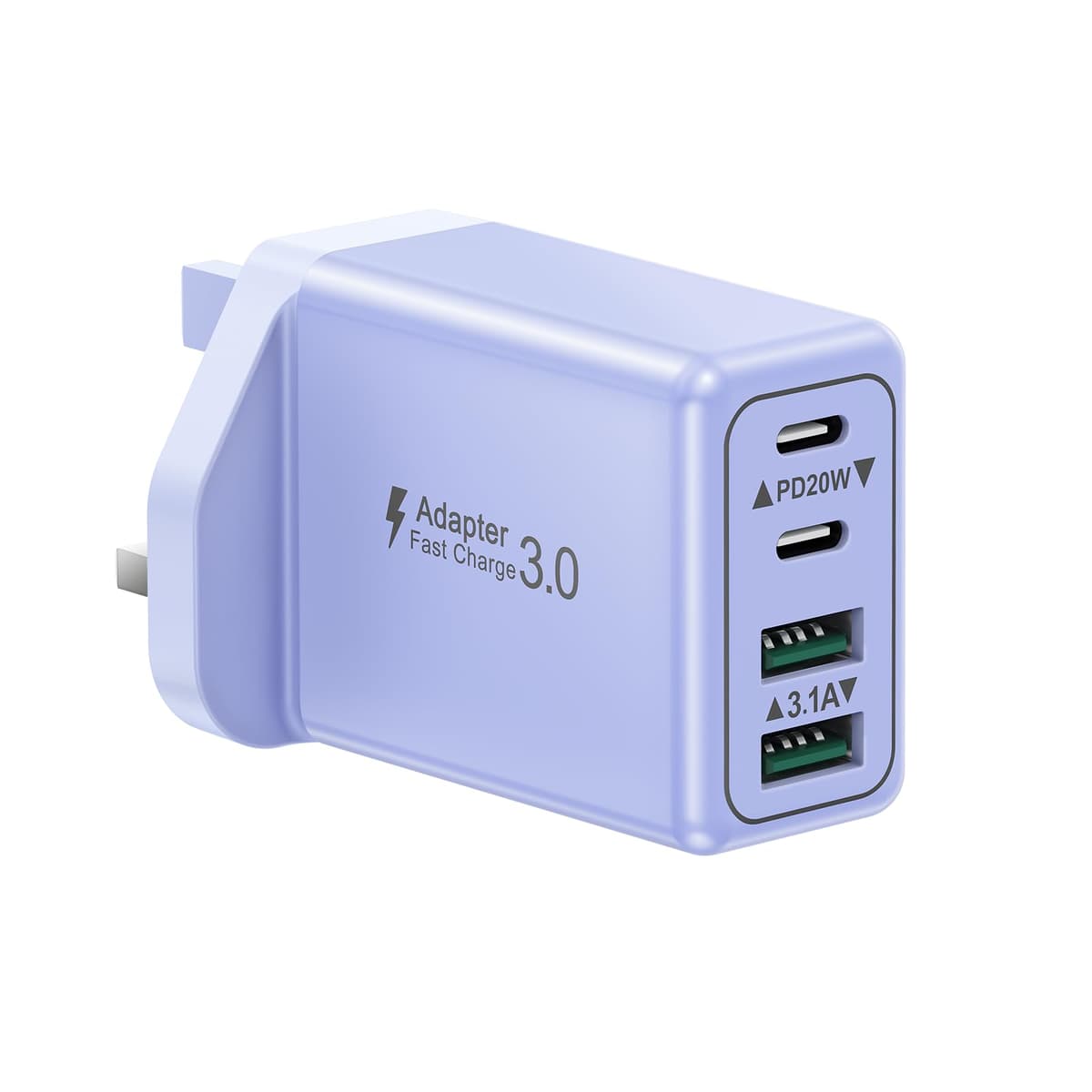 USB C Plug, 40W 4-Port Fast Charger Plug UK Dual Port PD Power Adapter +QC Multi Mains Wall Charger Type C Charging Plug for iPhone 16 15 14 13 12 11 Pro Max Plus XS XR SE,Samsung, iPad, AirPods — view 17
