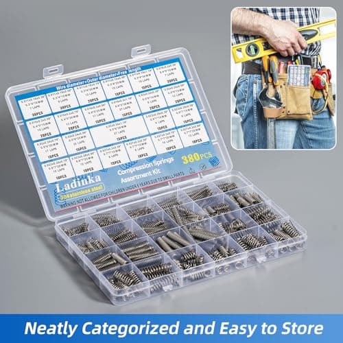 380PCS Stainless Steel Compression Springs Assortment Kit - Small & Tiny Springs with 23 Different Sizes, Metal Compression Springs for Pen Repair, Home DIY, Workshop & Industrial Use — view 4