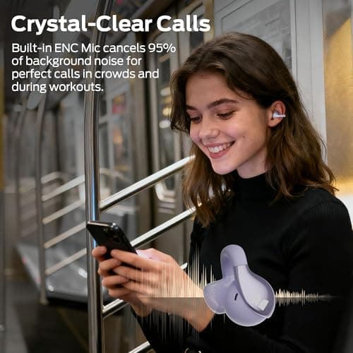 Monster Open Ear AC225 Earbuds, Bluetooth 6.0 Wireless Headphones, Stereo Sound, Lightweight Comfort Clip-On Earbuds with ENC Mic for Clear Calls, 36H Playtime, Touch Control, IPX6 Waterproof, Purple — view 3