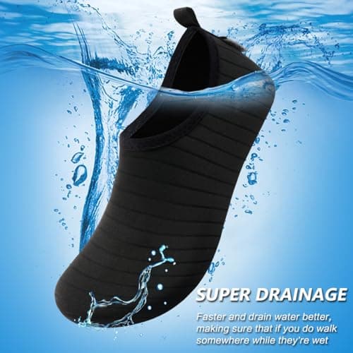 VIFUUR Water Sports Shoes Barefoot Quick-Dry Aqua Yoga Socks Slip-on for Men Women A Black 40-41 — view 4
