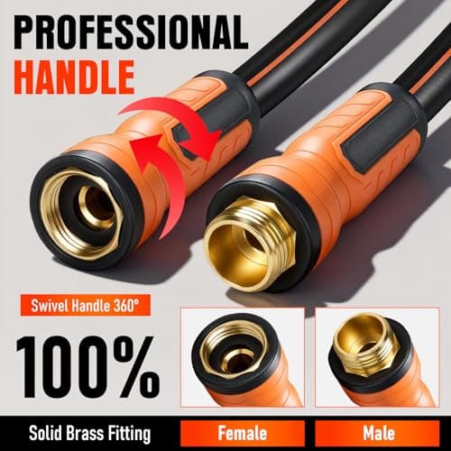 Garden Hose 50 ft x 5/8", Heavy Duty Water Hose, Flexible and Durable, Kink Resistant Lightweight Hybrid Hose, Leakproof Yard Hose with Male to Female Fittings — view 3