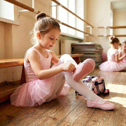 EASTBUDDY Ballet Shoes Leather Ballet Flats Full Sole Dance Slippers for Girls Toddlers Pink 10 Toddler — view 2