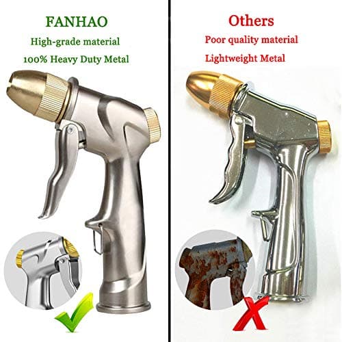 FANHAO Garden Hose Nozzle Sprayer, 100% Heavy Duty Metal Handheld Water Nozzle High Pressure in 4 Spraying Modes for Hand Watering Plants and Lawn, Car Washing, Patio and Pet — view 3