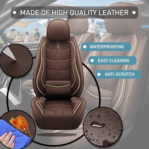 Car Seat Covers Fit for Ford F-150 2003-2024,5 Car Seat Cover,No-Slip Waterproof Breathable Faux Leather Automotive Seat Covers Auto Interior Covers(Standard 5 Seats,Coffee) — view 2
