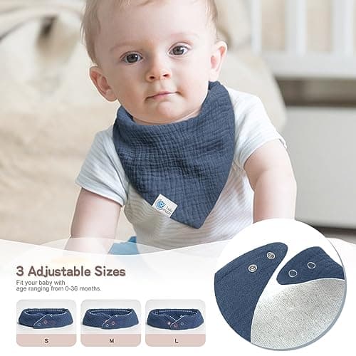 Lulumoon Muslin Baby Bibs 100% Cotton Baby Bandana Drool Bibs for Teething and Drooling, 8 Pack, Seashore — view 4
