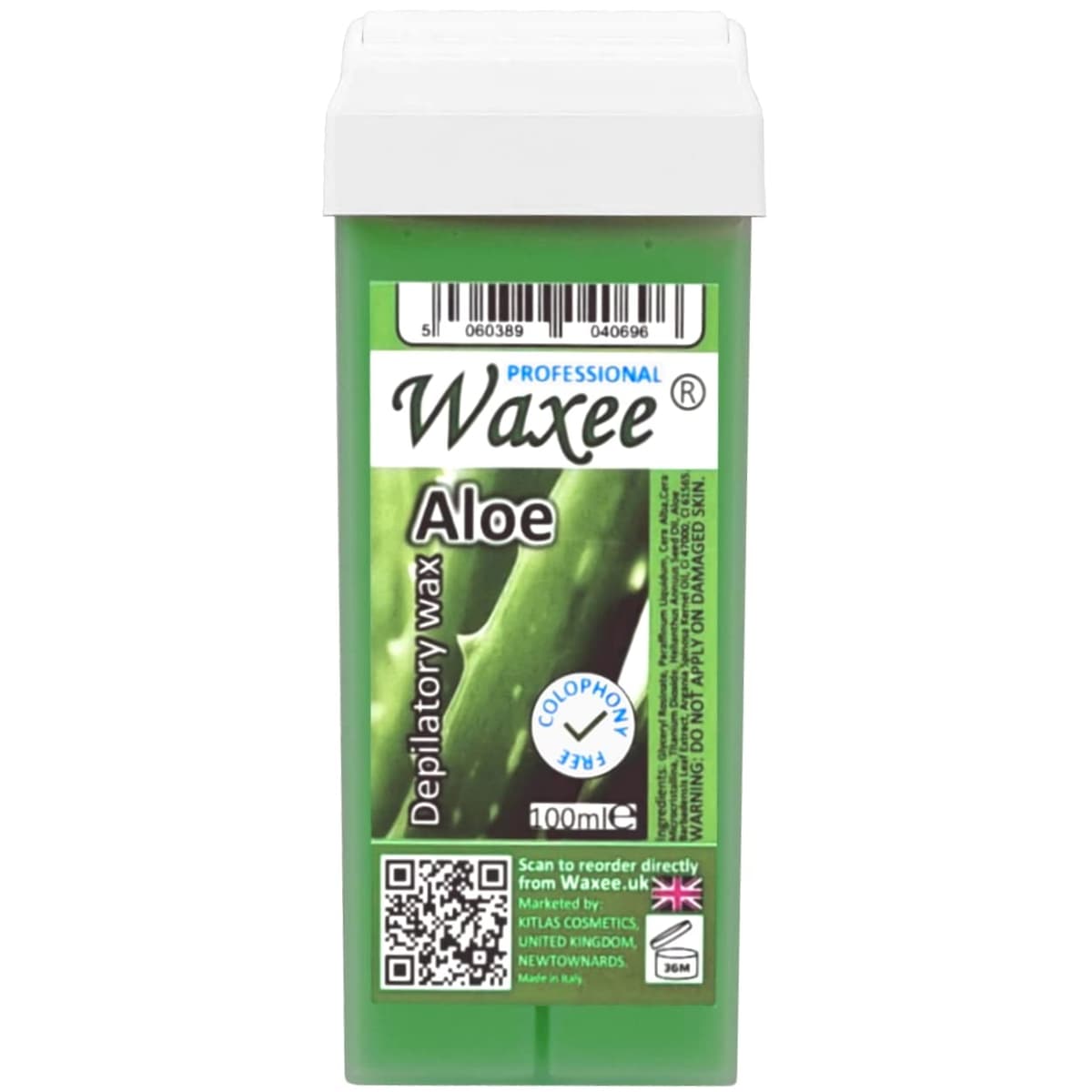 6x 100ml roll on wax, roller wax cartridge Aloe + 100 strips Body & Leg waxing, from UK Brand- Waxee — view 2
