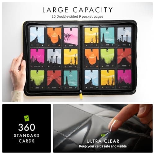 Vault X 9 Pocket Zip Binder, 360 Cards, Exo-Tec Material, 20 Side-Loading Pages (Yellow) — view 2