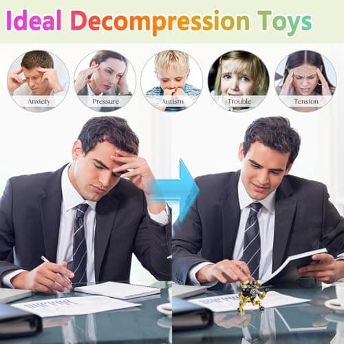 Gokeey Transformable Fidget Spinners Toys 4 Pcs for Kids and Adults Stress Relief Sensory Toys for Boys and Girls Age 8-13 Fingertip Gyros Party Favors Birthday Gifts for Teens Road Trip Travel Toy — view 3