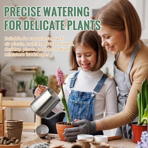 Roamall Small Watering Can for Indoor Plants - 20 oz Mini Indoor Watering Can with Long Spout Gooseneck Rust-Proof Stainless Steel Tiny Watering Kettle for Small Plants — view 4