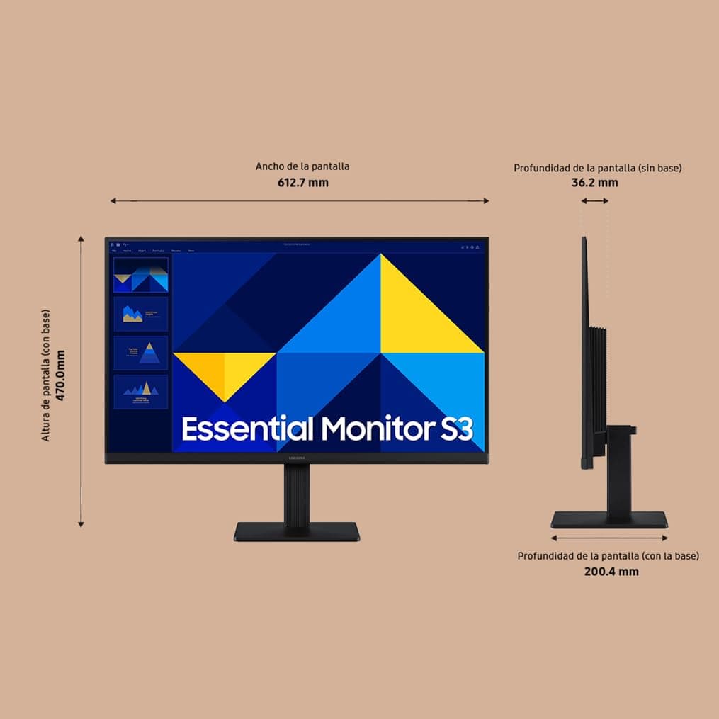 Samsung S30GD Essential Monitor 27", Full HD, IPS Panel, Tasa de Refresco 100Hz, Game Mode, Eye Saver Mode, Less Screen Flickering, HDMI, D-Sub Diseño Super Slim, LS27D304GAUXEN — view 4