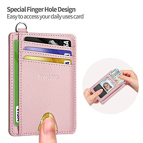 EcoVision Slim Minimalist Front Pocket Wallet, RFID Blocking Credit Card Holder Wallet with Detachable D-Shackle for Men Women — view 5