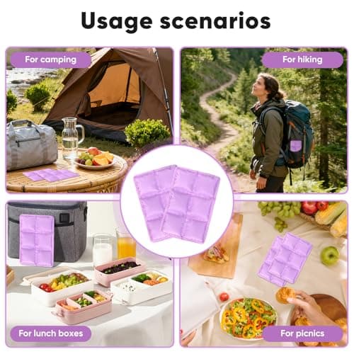 Upelf 4Pcs Reusable Ultra‑Thin Ice Packs for Lunch Boxes & Cooler, 6"x4"x0.7" Leakproof Foldable Cooling Packs, Space‑Saving Cold Packs for Food Storage, Picnic — view 5