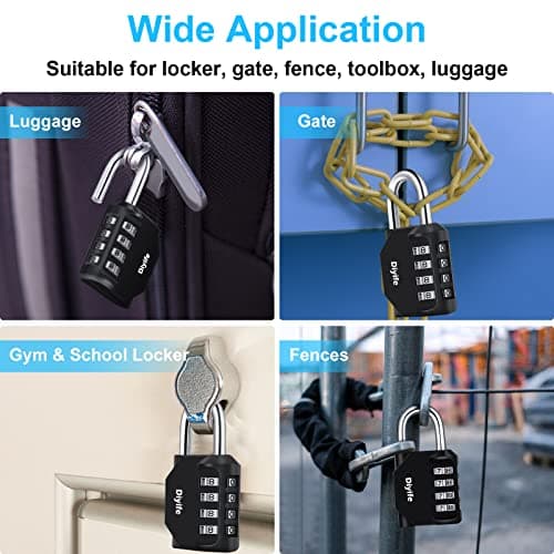 Diyife Combination Padlock, Weatherproof 4 Digit Resettable Locker Lock — view 5
