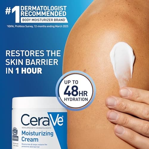CeraVe Moisturizing Cream, Body and Face Moisturizer for Dry Skin, Body Cream with Hyaluronic Acid and Ceramides, Daily Moisturizer, Oil-Free, Fragrance Free, Non-Comedogenic, 19 Ounce — view 2