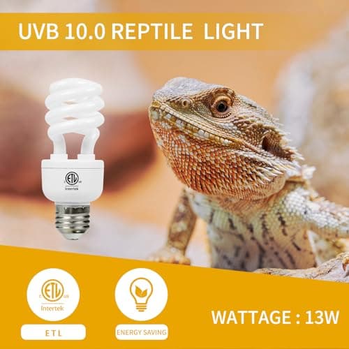 LUCKY HERP UVA UVB Reptile Light, 13W 10.0 UVB Bulb for Desert Reptiles, Compact Fluorescent Terrarium Lamp — view 2