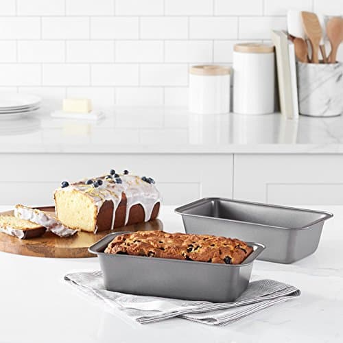 Amazon Basics Nonstick Rectangular Baking Bread Loaf Pan, 9.5 x 5 Inch, Set of 2, Gray — view 5