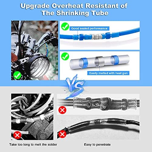 Kuject 120PCS Solder Seal Wire Connectors Kit, Self-Solder Heat Shrink Butt Sleeve Connector Waterproof Insulated Electrical Butt Splice Wire Terminals for Marine Automotive Boat Truck Wire Joint — view 2