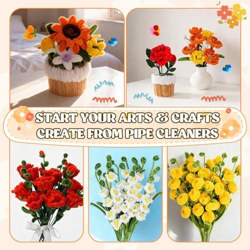 800PCS Pipe Cleaners Flower Kit, Thick Chenille Stems for Arts DIY Craft — view 4