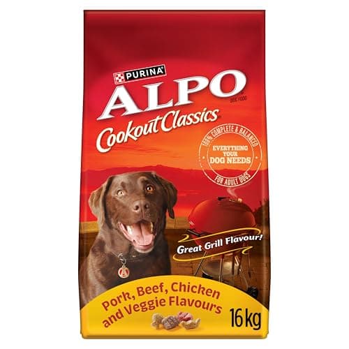 Alpo Cookout Classics Dry Dog Food, Pork, Beef, Chicken & Veggie - 16 kg Bag