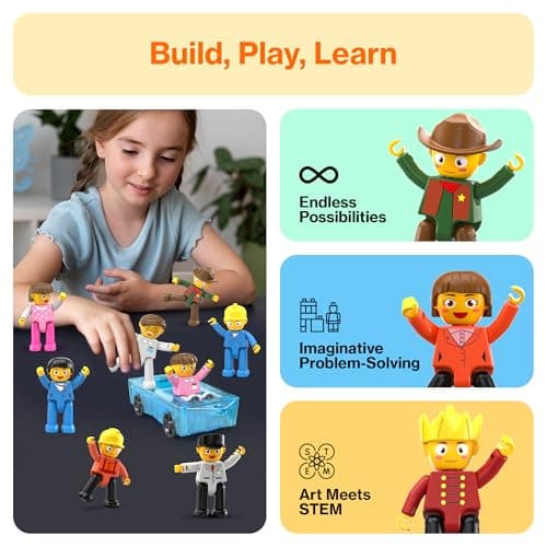 PicassoTiles 16 Piece Character Action Figures Toddler Toy Set Expansion Variety Pack Magnet Education Construction Blocks STEM Learning Kit Pretend Play Toys for Magnetic Building Block Tiles PTA08 — view 3