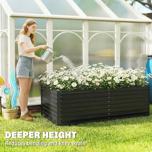 Outsunny Set of 2 Galvanised Raised Garden Bed, 6 x 3 x 2 ft Metal Garden Bed with Safe Edging, Outdoor Elevated Planter Box for Vegetables, Flowers, Herbs, Dark Grey — view 4