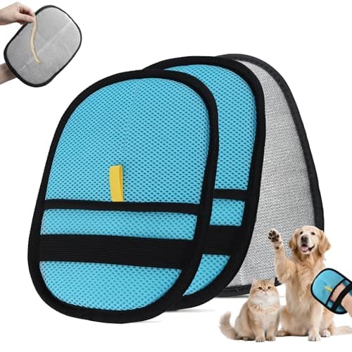 Blue Pet Hair Removal Gloves 2 Pack Reusable Pet Hair Remover for Dog Cat