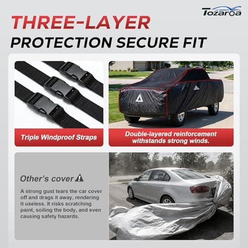 Tozaroa Hail Protector Car Cover for Truck(Length:250"-262"),Waterproof All-Weather Anti Hail Thick Multi-Layered EVA with Sun Visor&Storage Bag for F-150, Silverado, Ram, Sierra,Tundra, Tundra etc — view 3