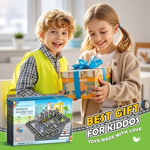 IGIVI Magnetic Tiles Road Toddler Toys, Magnet Building Blocks for Kids Ages 3-5 4-8, STEM Learning Construction Toys Games, Ideal Gifts for 3+ Year Old Boys Girls — view 4