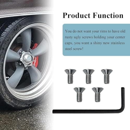 SHUJUKU 5 Pcs 970076 Wheel Center Cap Screws Allen Head & Allen Wrench, Fit for American Racing Torq Thrust Wheels (20 Pcs) — view 3