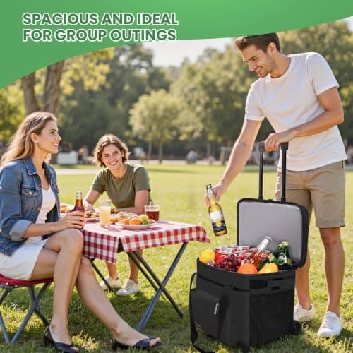 MIYCOO Cooler Bag with Wheels Double Deck - 60 Can Leakproof Insulated Portable Soft Lunch Cooler, Extra Large Expandable Ice Chest Cooler for Beach, Picnic, Camping, Shopping — view 3