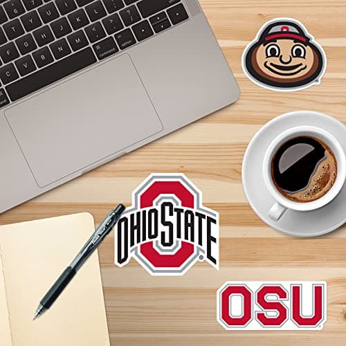 The Ohio State University Buckeyes 8ct Mixed Logo and Mascot Vinyl Sticker Pack for Laptop Water Bottle Tablet Scrapbooking Skateboard Indoor Outdoor Decals — view 2