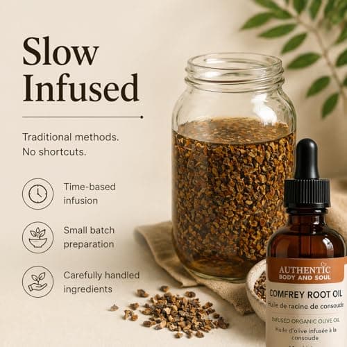 Comfrey Root Oil – Slow-Infused Botanical Oil – Minimal Ingredient Formula – Small Batch Crafted – Authentic Body And Soul (Comfrey Root Oil) — view 5