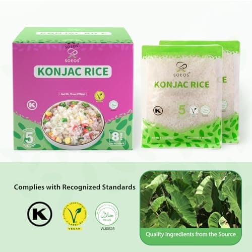 Soeos Organic Konjac Rice, 8 Packs (270g per Pack) – Healthy Low-Carb, Keto & Gluten-Free Rice Substitute — view 5