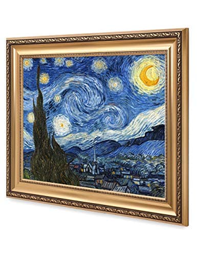 DECORARTS - Starry Night - Vincent Van Gogh. Giclee Print on Canvas with Matching Golden-Relief Framed Wall Art. Total with Framed Size: 30x26 — view 6