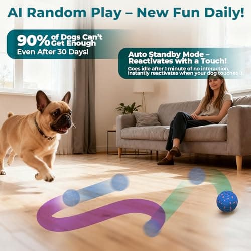 Smart Interactive Dog Toy Ball – Automatic Moving, Bouncing & Rolling, 3 Modes, Chew-Proof E-TPU Shell, Waterproof, Rechargeable,Dog Ball for Medium and Large Dogs, Blue — view 4