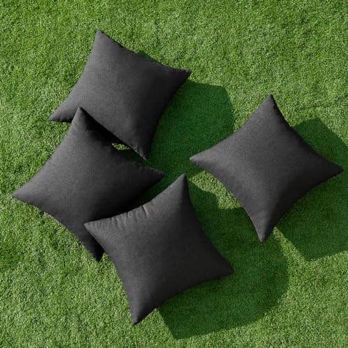MIULEE Pack of 4 Decorative Outdoor Throw Pillow Covers Linen Waterproof Pillow Covers Farmhouse Cushion Cases for Patio Garden Tent Balcony Couch Sofa 18x18 inch Black — view 3