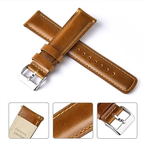 Ritche Genuine Leather Watch Band for Galaxy Watch 6 Classic Omega x Swatch Moonswatch 20mm Classic Vintage Quick Release Leather Watch Strap (Toffee Brown), White Elephant Gifts, Stocking Stuffers for Men, Father's Day gifts — view 3