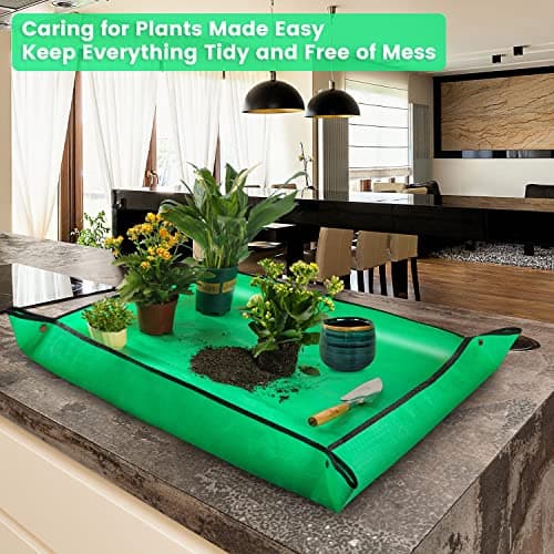 Onlysuki 39.5"X31.5" Large Repotting Mat for Indoor Plants Transplanting Thick Rectangular Waterproof Rpotting Mat Gardening Gifts for Women — view 3