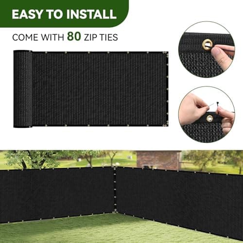 Avolend 4'x50' Privacy Fence Screen, Heavy Duty Windscreen Fencing Mesh Fabric Shade Cover for Outdoor Wall Garden Yard Pool Deck, Black — view 4