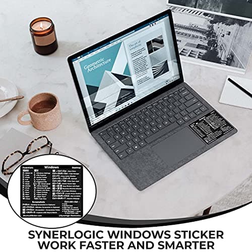 Synerlogic Windows PC Reference Keyboard Shortcut Sticker | Vinyl, Laminated Windows Shortcut Sticker for PC Laptop or Desktop | Shortcuts Cheat Sheet (Black/Small) — view 3