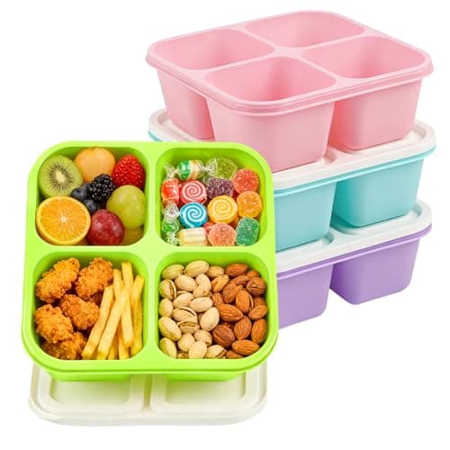YANLIFY 4 Pack Snack Containers Bento Box Adult Lunch Box,Meal Prep Container, Reusable Food Storage lunch Containers Stackable for Work, Travel and Gym (Grass Green, Pink, Green, Purple)