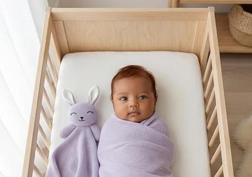 Bleu La La Baby Gift Set - Organic Cotton Newborn Blanket and Lovey Security Blanket Set, Thoughtful Baby Shower & New Baby Gift for Boys & Girls (10 - Lovey - Bunny - Lavender)