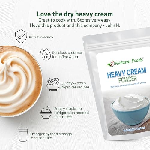 Z Natural Foods Heavy Cream Powder - Nutrient-Dense, Delicious Powdered Cream with 1-Year Shelf Life - Easy to Use & Perfect for Coffee, Baking & Recipes, Keto-Friendly, Gluten-Free, 1 lb — view 3