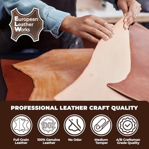 ELW Leather Strap, 11-12 Oz, 1.5 inch Wide x 50", Cowhide Veg Tan Leather Belt Blank, Leather Strips, Tooling Leather, Tan Straps for Crafts, Belt Making & Crafting Blank Hide — view 6