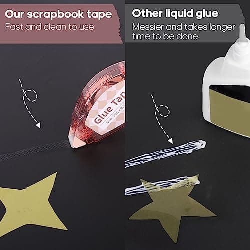 Secopad Scrapbook Tape, 4 Pack Double Sided Tape Roller for Crafts, Adhesive Glue Runner Scrapbooking Supplies Journaling School Office Teacher Supplies, 0.3IN x 26FT, Clear Light-Colored Shell — view 2